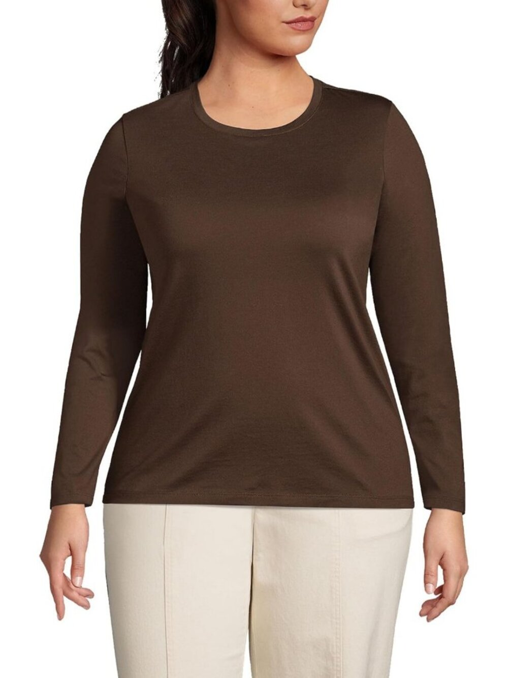 Soft Supima Cotton Long Sleeve Crew Tee for Women - Casual Everyday Top